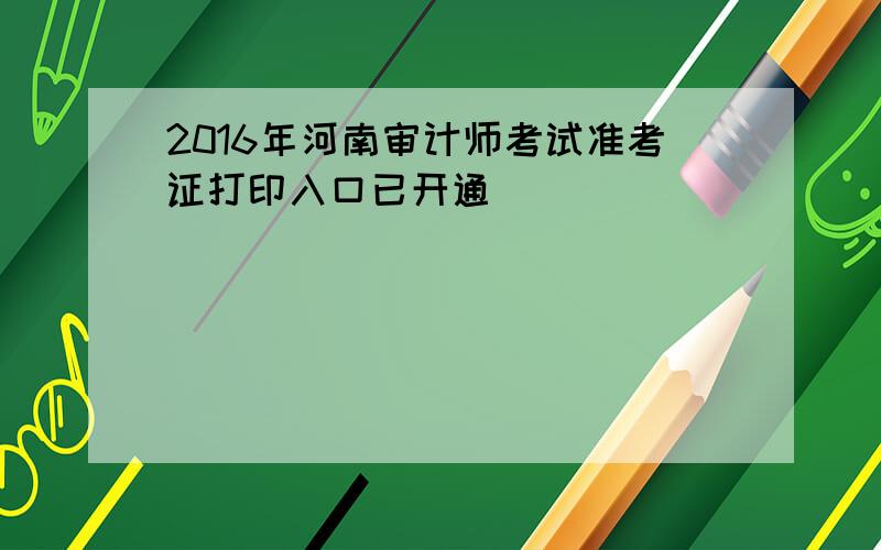 2016年河南审计师考试准考证打印入口已开通