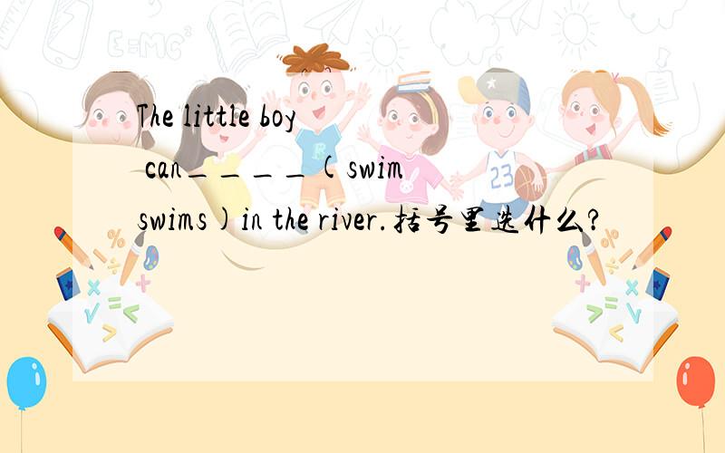 The little boy can____(swim swims)in the river.括号里选什么?
