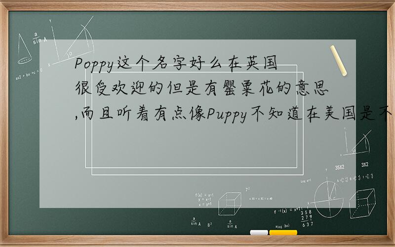 Poppy这个名字好么在英国很受欢迎的但是有罂粟花的意思,而且听着有点像Puppy不知道在美国是不是可以用?是要上美国的高中,作为正式的名字来用的请有经验的人士回答~还是叫Bonnie或者Grace好