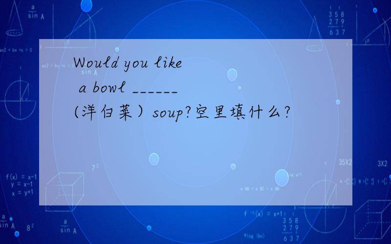 Would you like a bowl ______(洋白菜）soup?空里填什么?