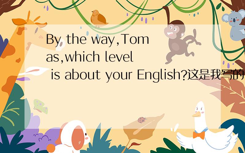 By the way,Tomas,which level is about your English?这是我写的话,意思是：“顺遍问一下,托马斯,你的英语是什么级别?”我就想问他是大学英语四级,还是六级还是专八?所以我自己写的这句话.你认为我的