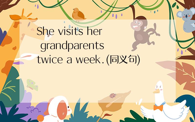 She visits her grandparents twice a week.(同义句)