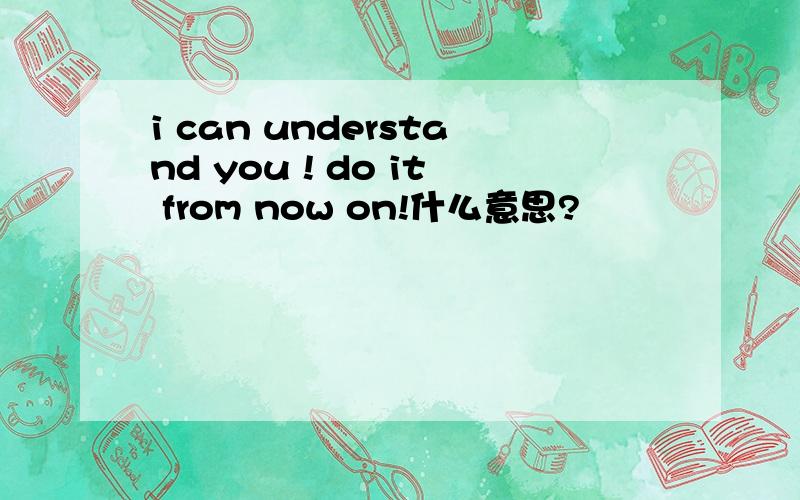 i can understand you ! do it from now on!什么意思?