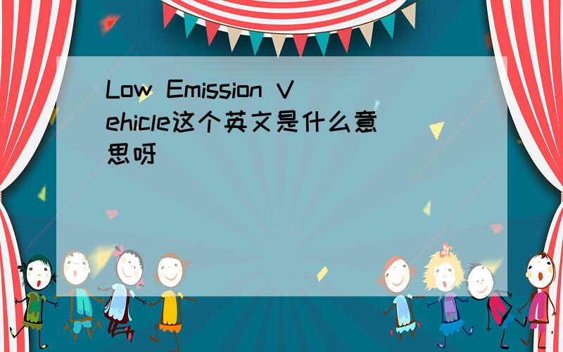 Low Emission Vehicle这个英文是什么意思呀
