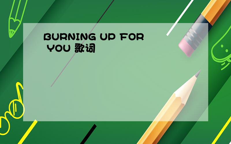 BURNING UP FOR YOU 歌词