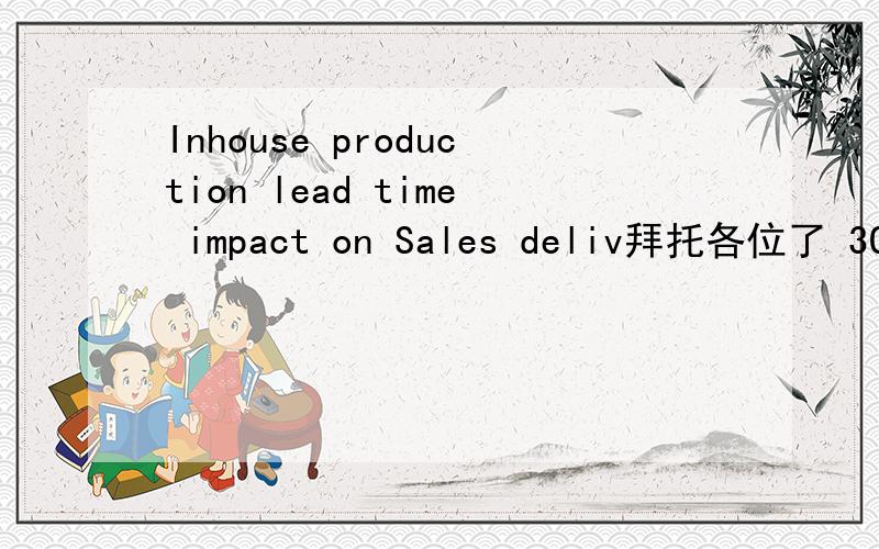 Inhouse production lead time impact on Sales deliv拜托各位了 3QHi, We have a make to stock business scenario with Planning strategy 40 in which Sales order consume forecast.. we have maintained in house production time as 7days in Material maste