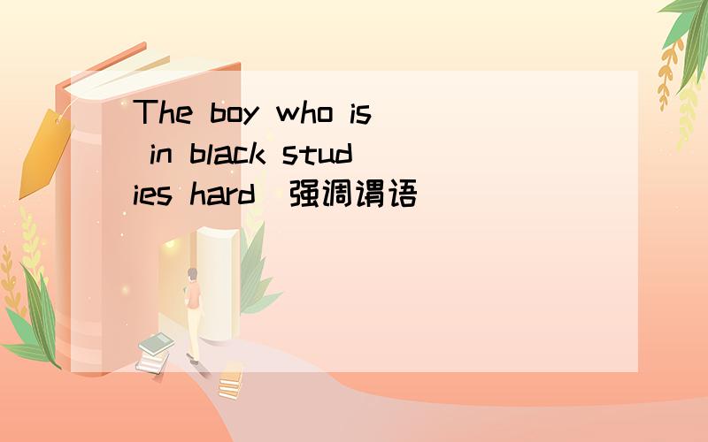 The boy who is in black studies hard（强调谓语）