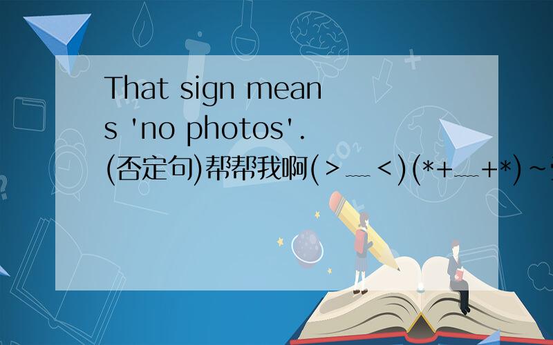 That sign means 'no photos'.(否定句)帮帮我啊(＞﹏＜)(*+﹏+*)~受不了!