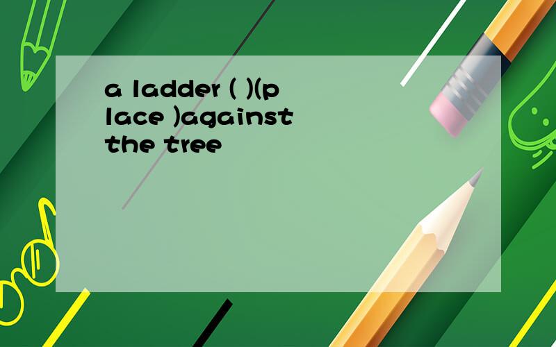 a ladder ( )(place )against the tree