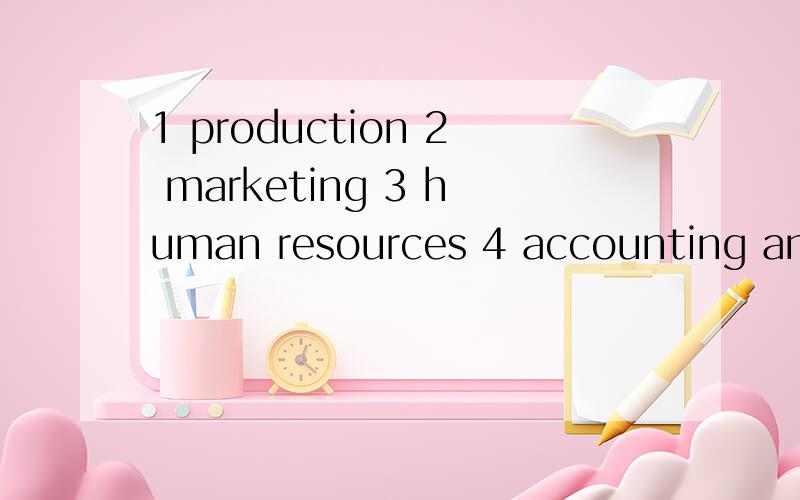 1 production 2 marketing 3 human resources 4 accounting and finance 在制造企业中的作用分别是什么对谢拉!