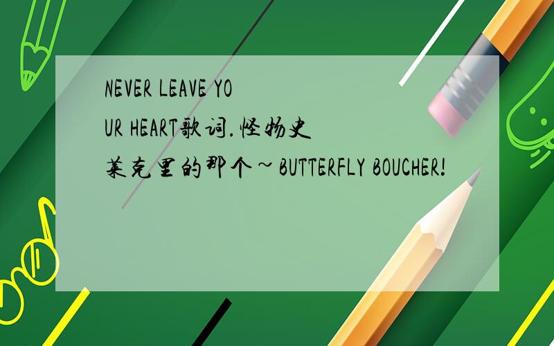 NEVER LEAVE YOUR HEART歌词.怪物史莱克里的那个~BUTTERFLY BOUCHER!