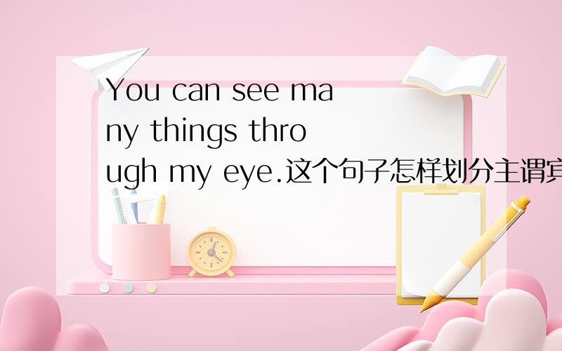 You can see many things through my eye.这个句子怎样划分主谓宾表状?3Q