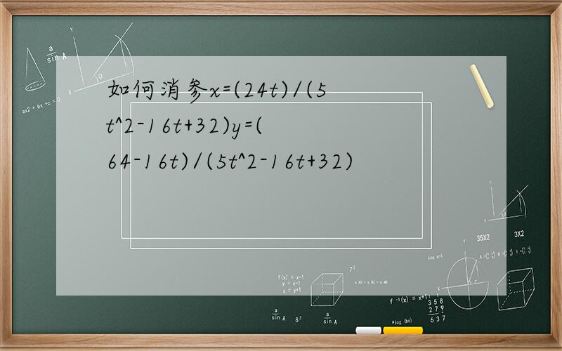 如何消参x=(24t)/(5t^2-16t+32)y=(64-16t)/(5t^2-16t+32)