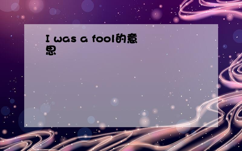I was a fool的意思