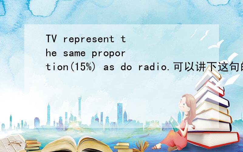 TV represent the same proportion(15%) as do radio.可以讲下这句的结构和包含的as do的用法么?