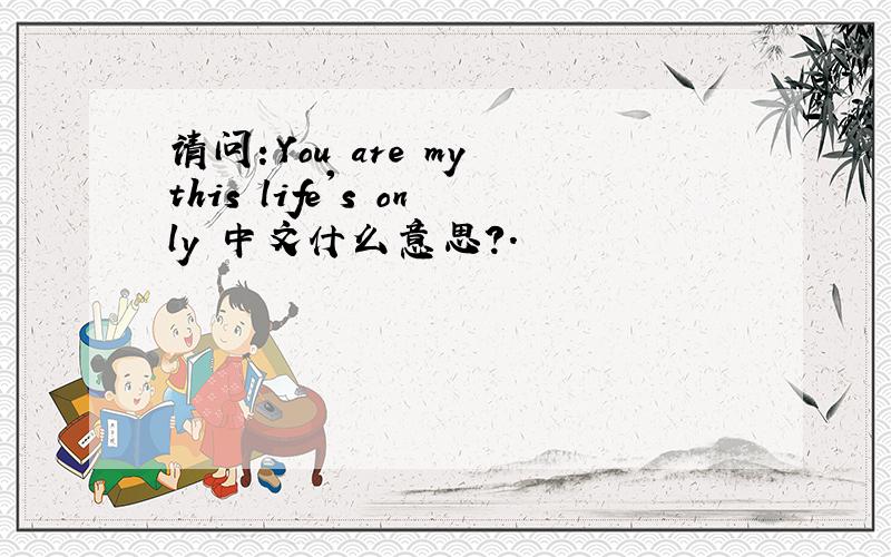请问：You are my this life's only 中文什么意思?.