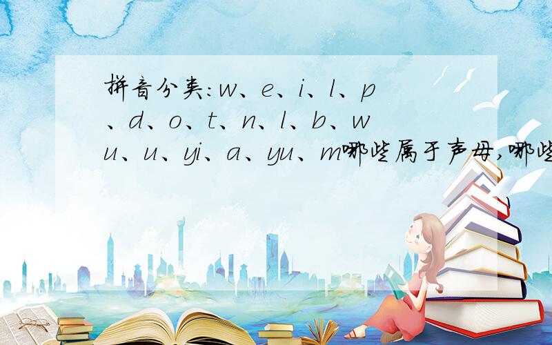 拼音分类：w、e、i、l、p、d、o、t、n、l、b、wu、u、yi、a、yu、m哪些属于声母,哪些属于韵母,音节?