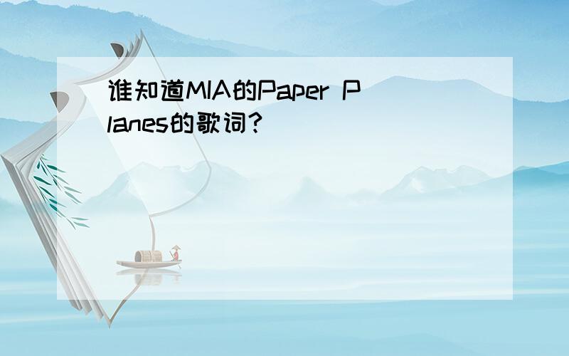 谁知道MIA的Paper Planes的歌词?
