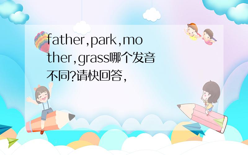 father,park,mother,grass哪个发音不同?请快回答,
