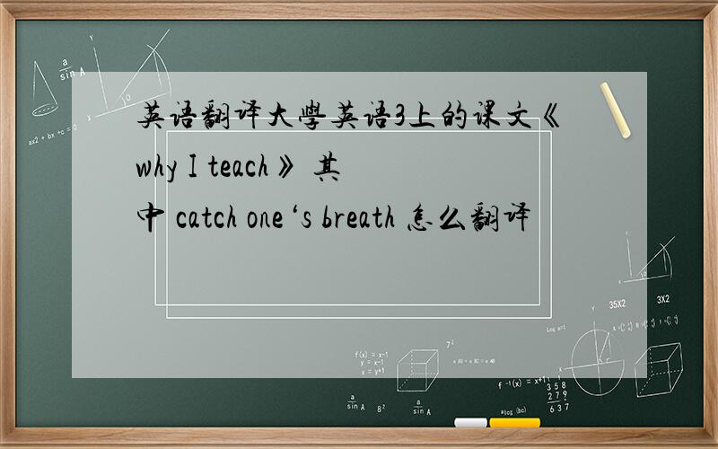 英语翻译大学英语3上的课文《why I teach》 其中 catch one‘s breath 怎么翻译