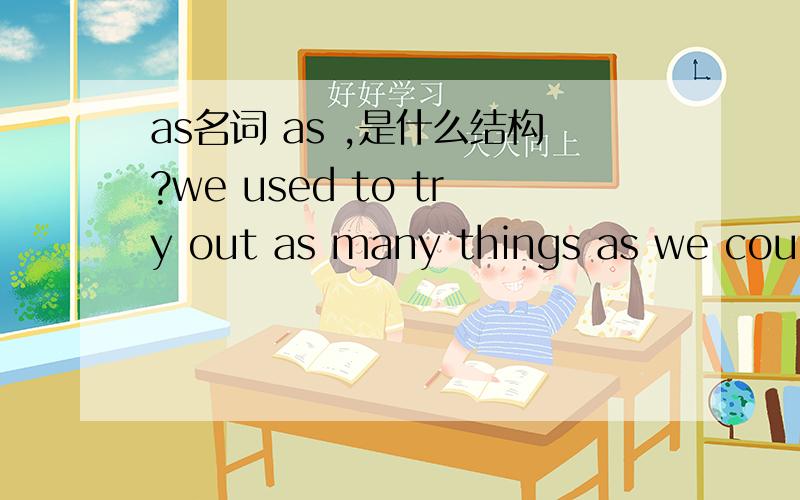 as名词 as ,是什么结构?we used to try out as many things as we could.