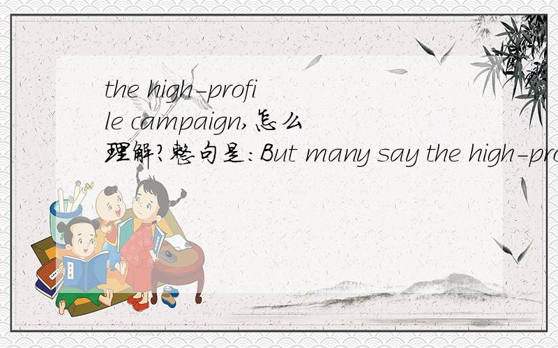the high－profile campaign,怎么理解?整句是：But many say the high-profile campaign,which cost millions of dollars,had little practical impact on pollution or traffic-it's only one day after all.