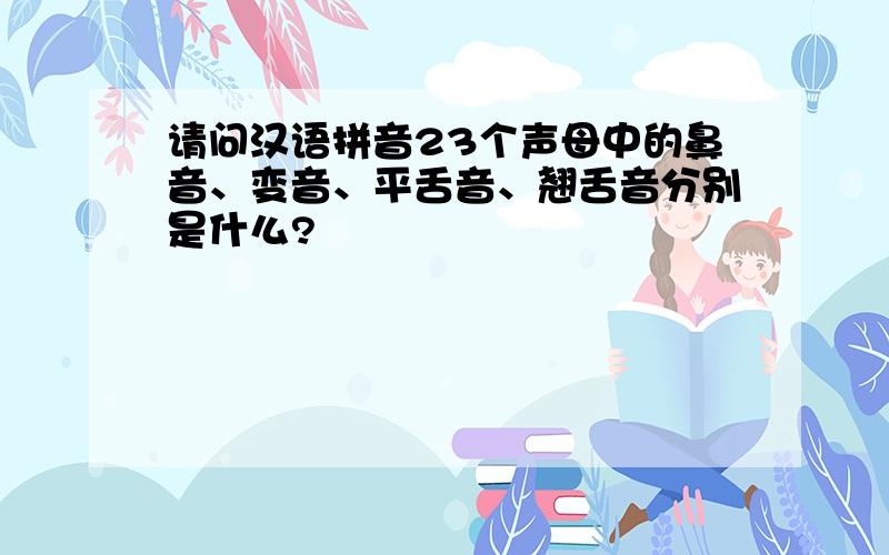 请问汉语拼音23个声母中的鼻音、变音、平舌音、翘舌音分别是什么?