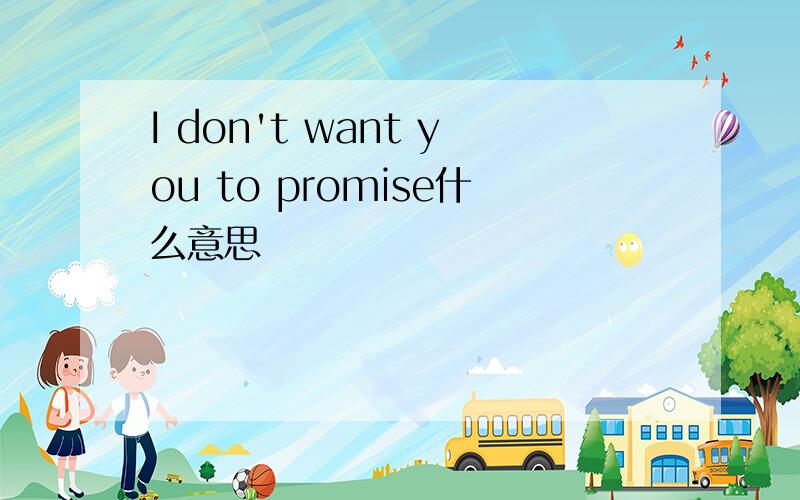 I don't want you to promise什么意思