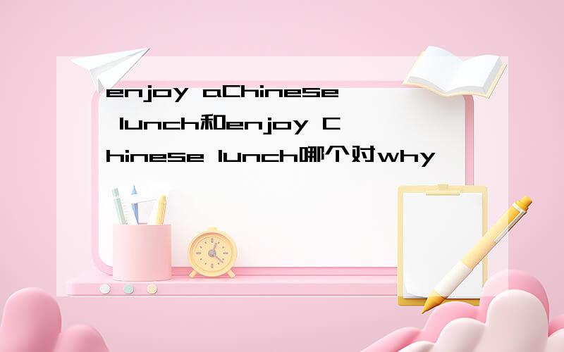 enjoy aChinese lunch和enjoy Chinese lunch哪个对why