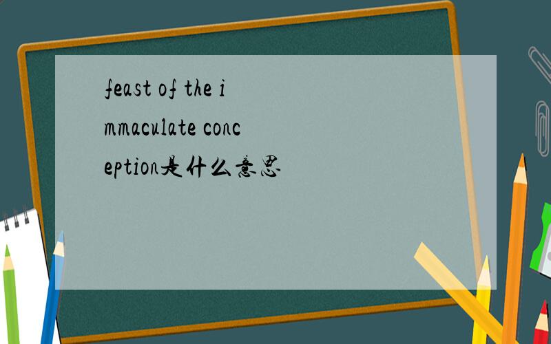 feast of the immaculate conception是什么意思