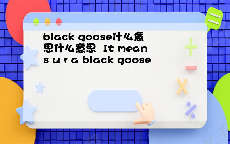 black goose什么意思什么意思  It means u r a black goose