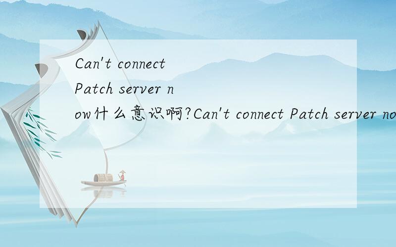 Can't connect Patch server now什么意识啊?Can't connect Patch server now是什么意识?急死我拉!