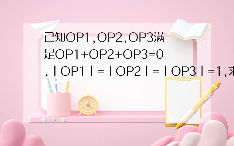 已知OP1,OP2,OP3满足OP1+OP2+OP3=0,｜OP1｜=｜OP2｜=｜OP3｜=1,求证：△P1P2P3是正三角形.