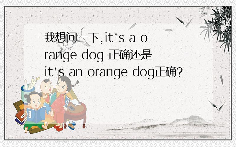 我想问一下,it's a orange dog 正确还是it's an orange dog正确?