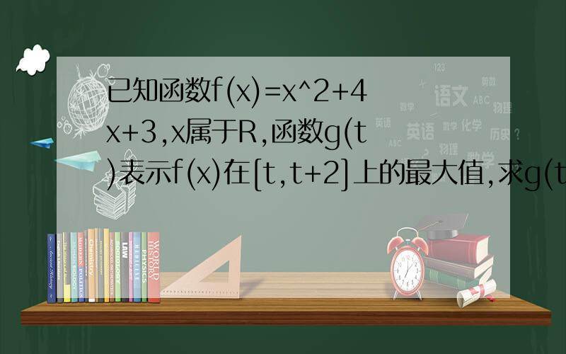 已知函数f(x)=x^2+4x+3,x属于R,函数g(t)表示f(x)在[t,t+2]上的最大值,求g(t)表达式. 过程详细点好吗...已知函数f(x)=x^2+4x+3,x属于R,函数g(t)表示f(x)在[t,t+2]上的最大值,求g(t)表达式. 过程详细点好吗,谢谢