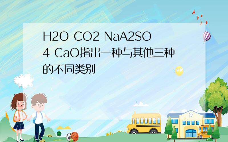 H2O CO2 NaA2SO4 CaO指出一种与其他三种的不同类别