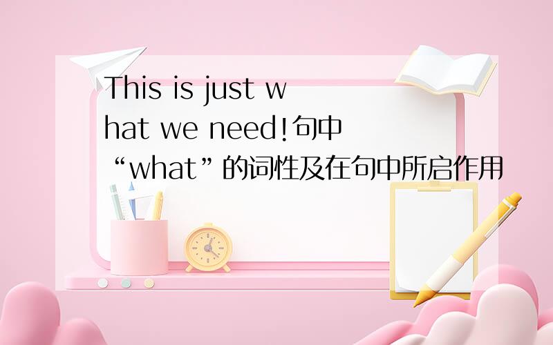 This is just what we need!句中“what”的词性及在句中所启作用