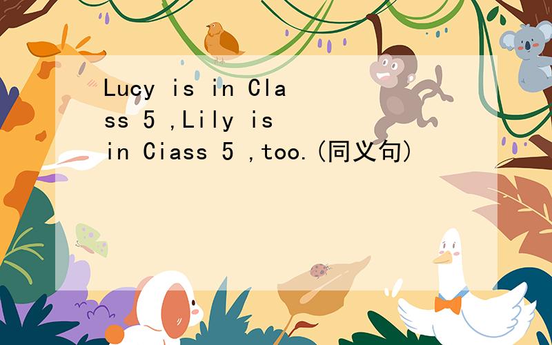 Lucy is in Class 5 ,Lily is in Ciass 5 ,too.(同义句)