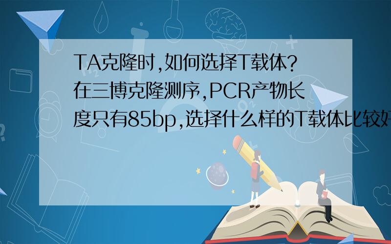 TA克隆时,如何选择T载体?在三博克隆测序,PCR产物长度只有85bp,选择什么样的T载体比较好呢?