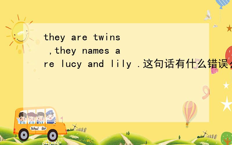 they are twins ,they names are lucy and lily .这句话有什么错误么