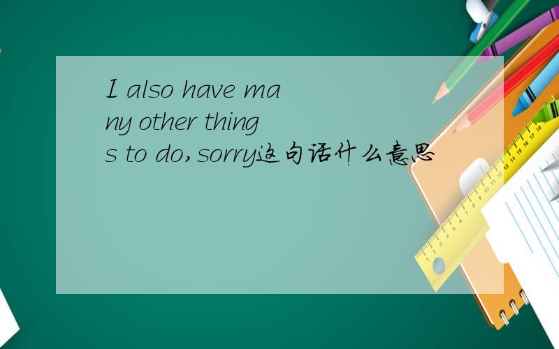 I also have many other things to do,sorry这句话什么意思