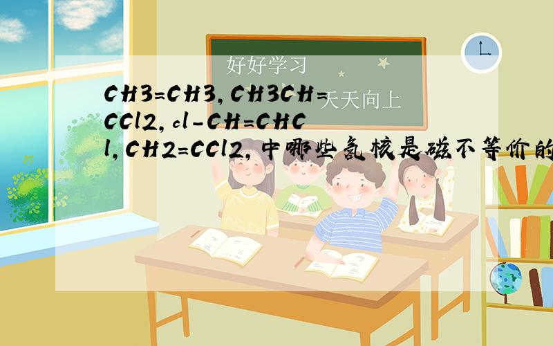 CH3=CH3,CH3CH=CCl2,cl-CH=CHCl,CH2=CCl2,中哪些氢核是磁不等价的?