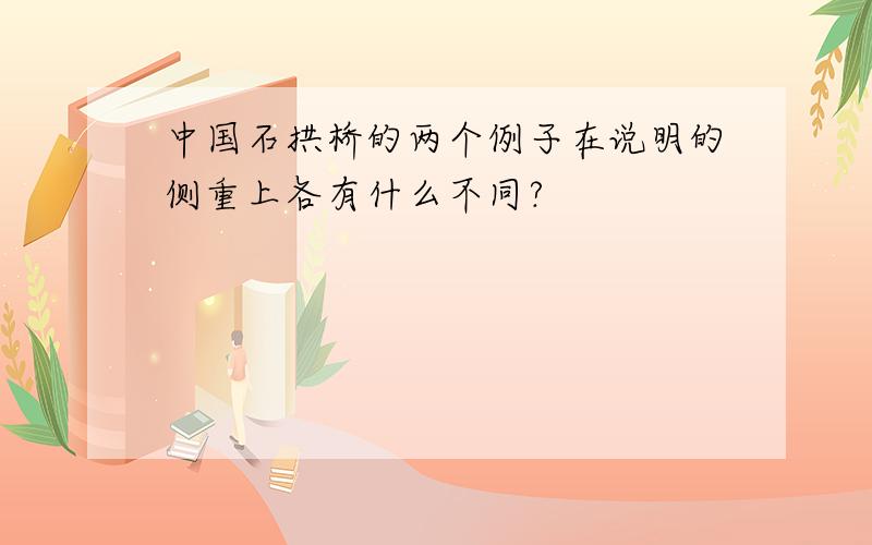 中国石拱桥的两个例子在说明的侧重上各有什么不同?
