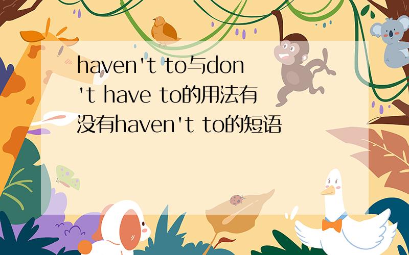 haven't to与don't have to的用法有没有haven't to的短语