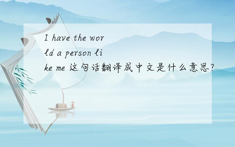 I have the world a person like me 这句话翻译成中文是什么意思?