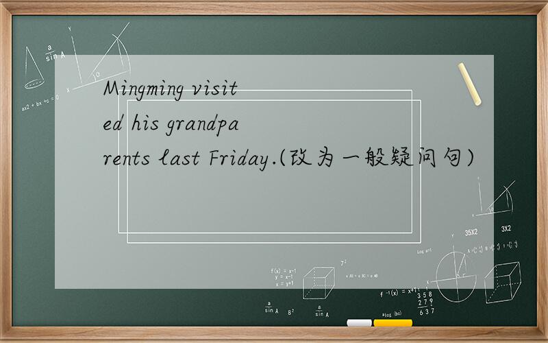 Mingming visited his grandparents last Friday.(改为一般疑问句)