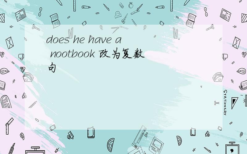 does he have a nootbook 改为复数句