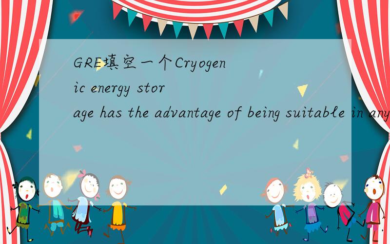 GRE填空一个Cryogenic energy storage has the advantage of being suitable in any----,regardless of geography or geology,factors that may---- both underground gas storage and pumped hydroelectric storage.(A) location..limit (B) climate..deter(C) sit