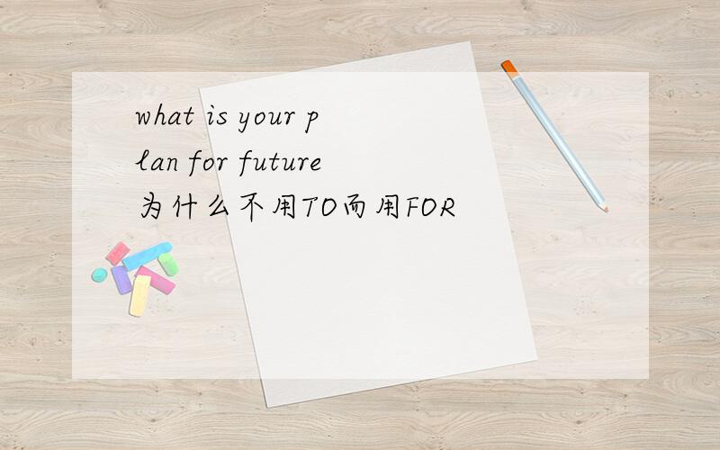 what is your plan for future为什么不用TO而用FOR