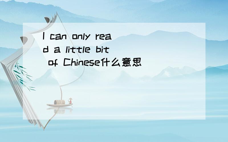 I can only read a little bit of Chinese什么意思